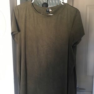 Faux Suede high low shirt with side slit